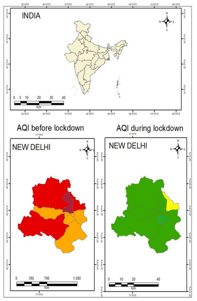 Air quality before and during the pandemic in Delhi.