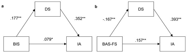 (A–B) Path coefficients for the mediation model.