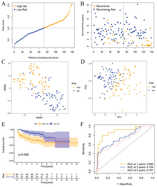 Validation of the risk model in the GEO dataset.