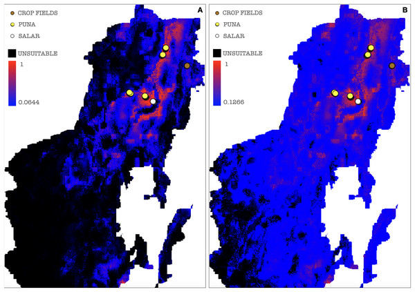 Binarized environmental suitability maps using all the points of presence.