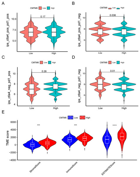 Immune landscape between the high- and low-CMTM6 expression groups.