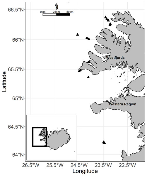 Map of the study area off western Iceland.