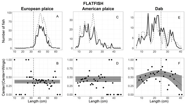 Length frequency and catch-at-length curves of flatfish.
