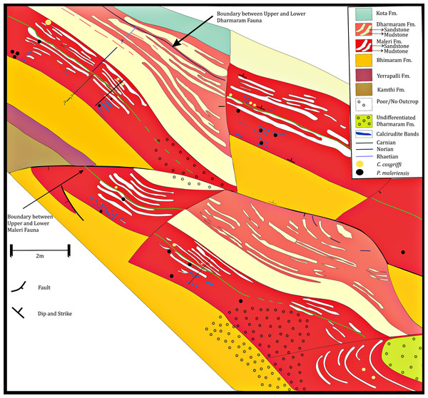 Geological map of the Maleri Formation, Pranhita-Godavari Valley Basin, India.