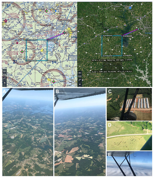 Genetic aerial survey grid perimeter (top panel). Genetic aerial surveys in the southeast United States (bottom panel).