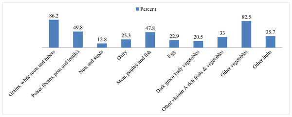 Food groups consumed from 24-hour recall by CFSWs in Hawassa city, Ethiopia.