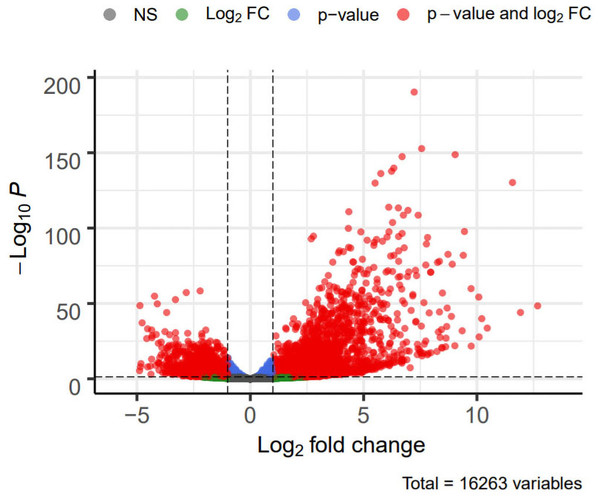 Volcano plot showing DEGs between the ALF group and control group.