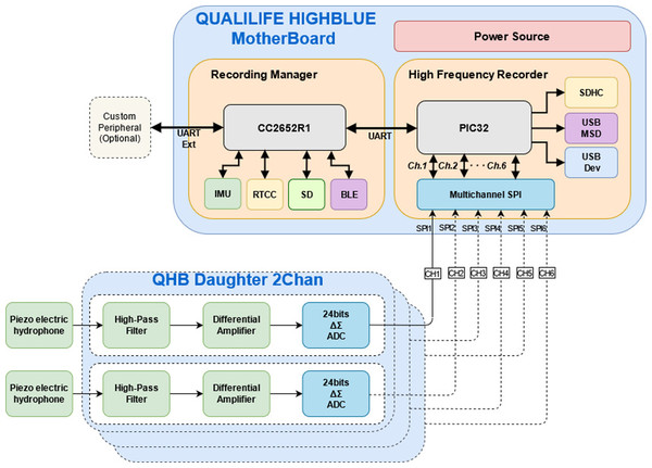 Functional diagram of Qualilife HighBlue (QHB) recorders.