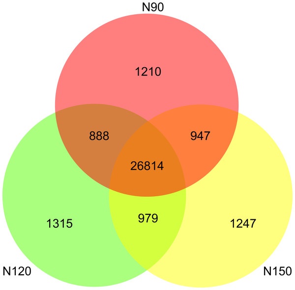 Species numbers in rhizosphere of buckwheat with different nitrogen application rates.