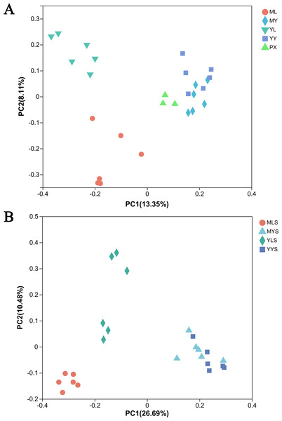 PcoA analysis of L. chuanxiong and soil sample.