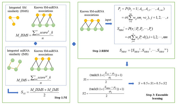 Flowchart for predicting the potential SM-miRNA associations by using NIRBMSMMA.