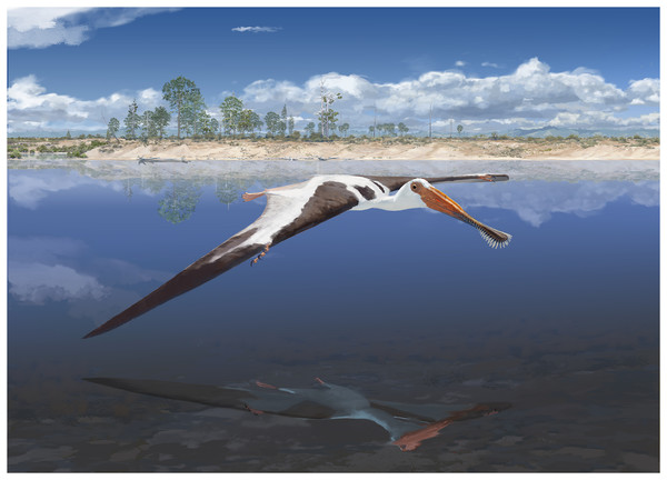 Reconstruction of Lusognathus almadrava and its paleoenvironment by © Jason Brougham.