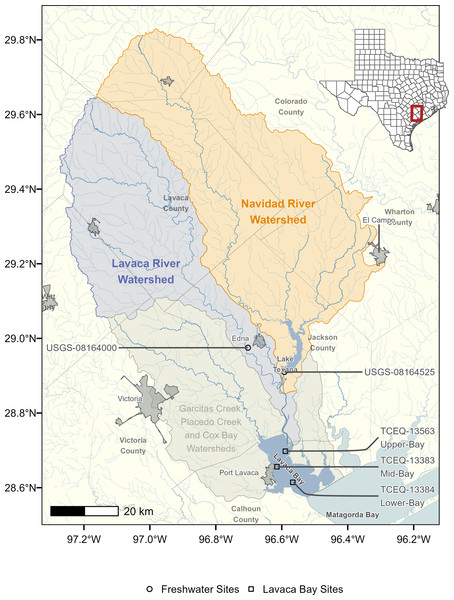 Map of Lavaca Bay watershed.