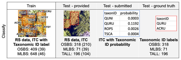 Data used for classification training and testing.