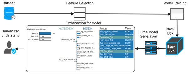 Proposed flow diagram with explainable (LIME) technique.