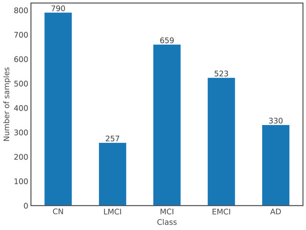 Class distribution in the dataset.