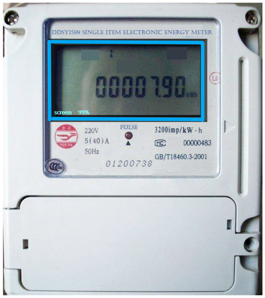 The SSD model detects the effective reading area of the electricity meter.
