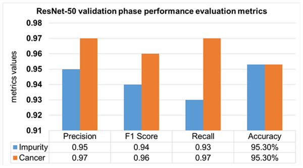 Validation phase evaluation of ResNet-50 Model.