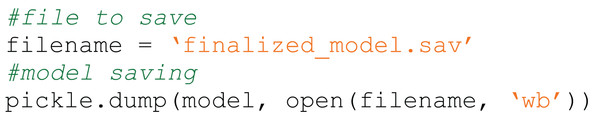 Code4ML snippet of Model Train class Save Model semantic type example.