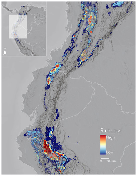 Cumulative Area of Habitat for 50 priority bird species and their spatial relation with protected areas.