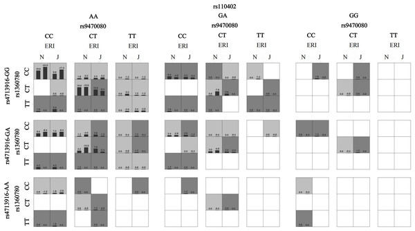 The interaction model between ERI and HPA genes on sleep disturbances.