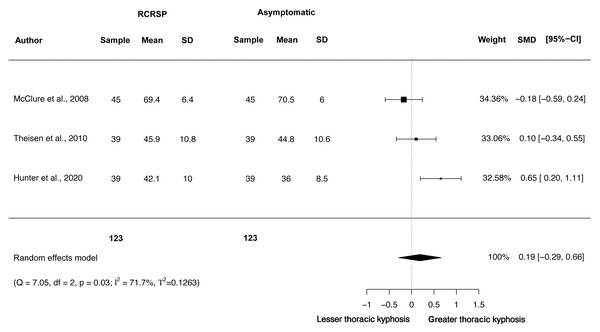 Synthesis forest plots: Thoracic static kyphosis.