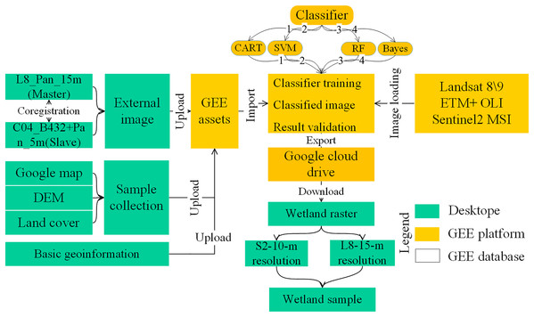 Wetland remote sensing classification workflow in GEE.