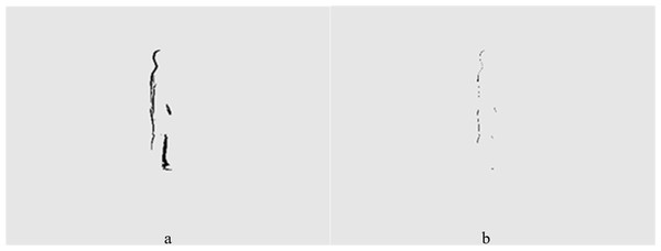 (A) Two frame differential result. (B) Three frame differential result.