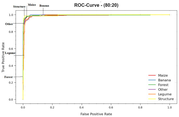 ROC curve of DTODCNN-CC algorithm on 80:20 of TR set/TS set.