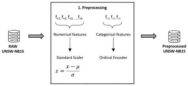 Feature preprocessing in UNSW-NB15.