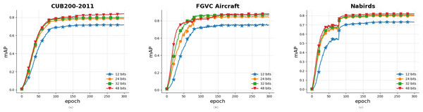 Convergence curves of mAP values in some classic datasets.