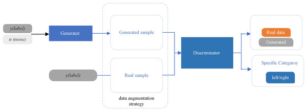 The designed AD-GAN network based on an auxiliary classifier generative adversarial network.